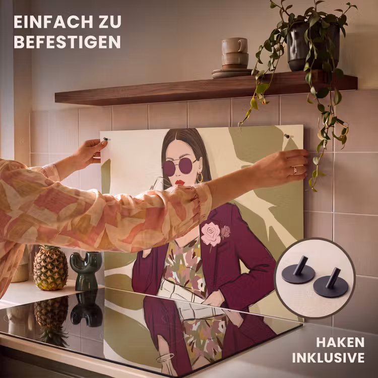 Vrouw - Wijn - Portret - Mode - Modern Inductie beschemer met haakjes klein -ky-ophangen-de