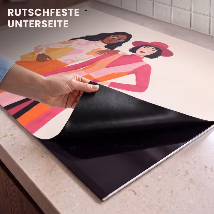 Vrouw - Twee - Mode - Abstract - Kleurrijk Inductie beschemer met haakjes klein -ky-onderkant-de