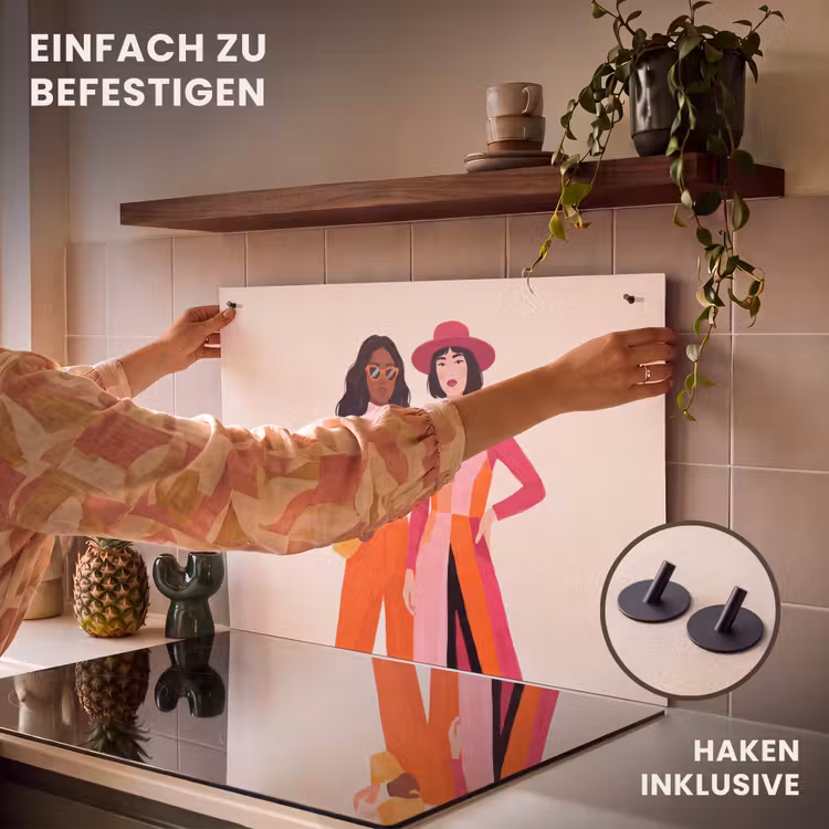 Vrouw - Twee - Mode - Abstract - Kleurrijk Inductie beschemer met haakjes klein -ky-ophangen-de