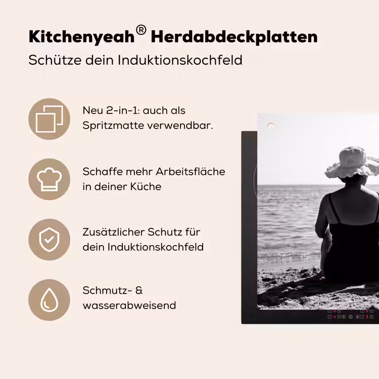 Vrouwen - Zonnehoed - Strand - Zwart - Wit Inductie beschemer met haakjes klein -ky-usp-de