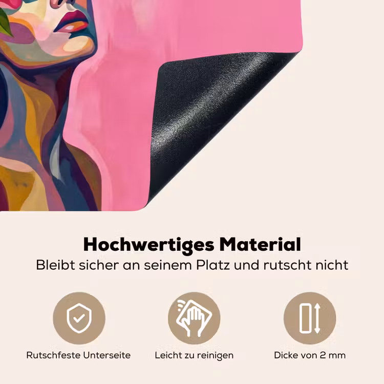 Vrouwengezicht - Vlinders - Kleurrijk Inductie beschemer met haakjes klein -ky-onderkant-de