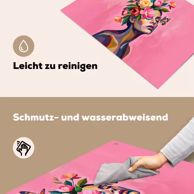 Vrouwengezicht - Vlinders - Kleurrijk Inductie beschemer met haakjes klein -ky-schoon-de