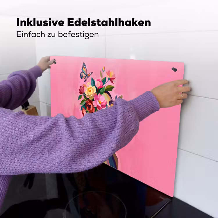 Vrouwengezicht - Vlinders - Kleurrijk Inductie beschemer met haakjes klein -ky-ophangen-de