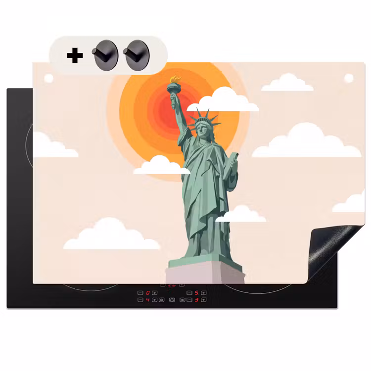 Vrijheidsbeeld - New York - Zon - Modern Inductie beschemer met haakjes klein -3d