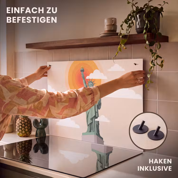 Vrijheidsbeeld - New York - Zon - Modern Inductie beschemer met haakjes klein -ky-ophangen-de