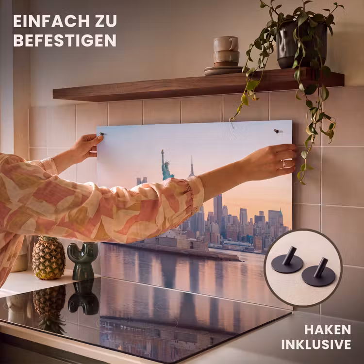 Vrijheidsbeeld - New York - Zonsopgang - Stad - Architectuur Inductie beschemer met haakjes klein -ky-ophangen-de