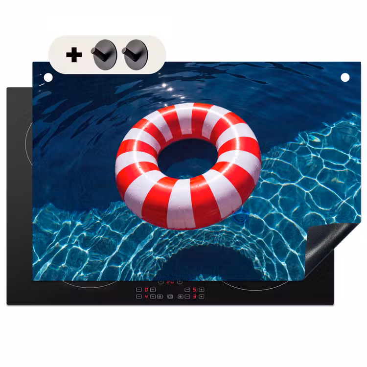 Recreatie - Water - Zomer - Rood - Wit Inductie beschemer met haakjes klein -3d