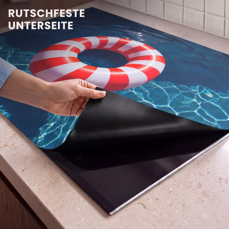 Recreatie - Water - Zomer - Rood - Wit Inductie beschemer met haakjes klein -ky-onderkant-de