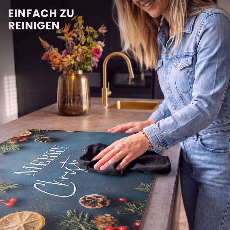 2-in-1 Herdabdeckplatte & Spritzschutz - Frohe Weihnachten - Blau - Weihnachten - Winter - Merry Christmas - Blauw - Kerst - Winter Inductie beschemer met haakjes klein