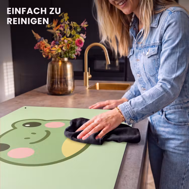 2-in-1 Herdabdeckplatte & Spritzschutz - Frosch - Grün - Freundlichkeit - Kikker - Groen - Vriendelijkheid Inductie beschemer met haakjes klein
