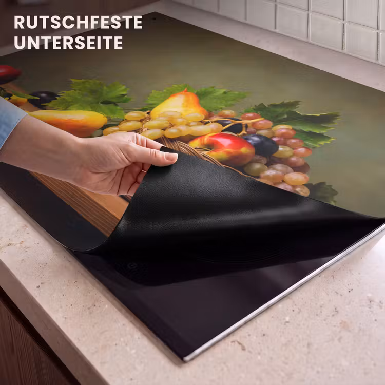 2-in-1 Herdabdeckplatte & Spritzschutz - Früchte des Altweibersommers - Vruchten van de Nazomer Inductie beschemer met haakjes klein