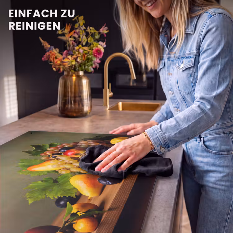 2-in-1 Herdabdeckplatte & Spritzschutz - Früchte des Altweibersommers - Vruchten van de Nazomer Inductie beschemer met haakjes klein