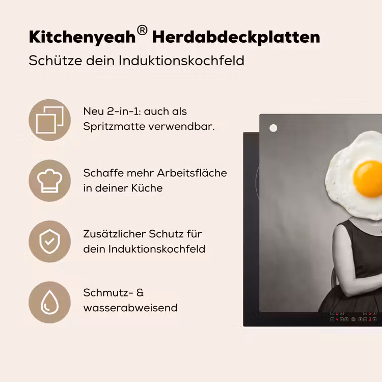 Ontbijt - Koppel - Ei - Brood Inductie beschemer met haakjes klein -ky-usp-de