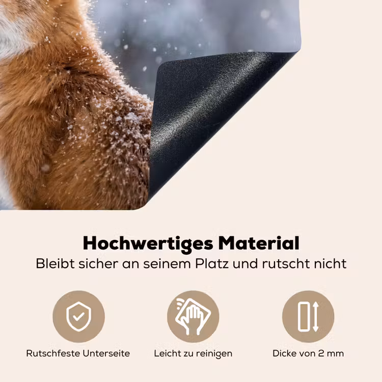 Vos - Sneeuwval - Portret - Winter - Sfeervol Inductie beschemer met haakjes klein -ky-onderkant-de