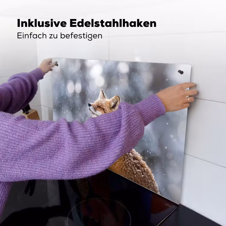 Vos - Sneeuwval - Portret - Winter - Sfeervol Inductie beschemer met haakjes klein -ky-ophangen-de
