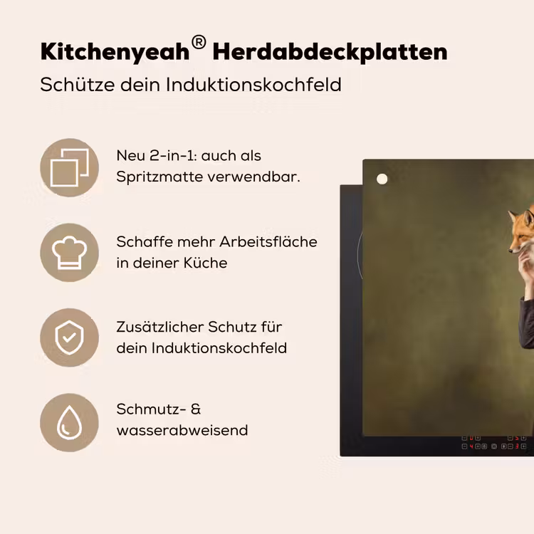 Vos - Surrealistisch - Groen Inductie beschemer met haakjes klein -ky-usp-de