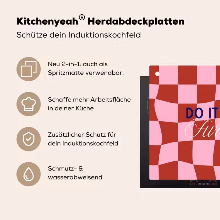 Furture - Geblokt - Rood Inductie beschemer met haakjes klein -ky-usp-de