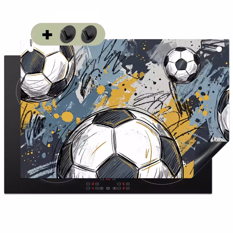 Voetbal - Abstract - Sport - Kleurrijk Inductie beschemer met haakjes klein -3d