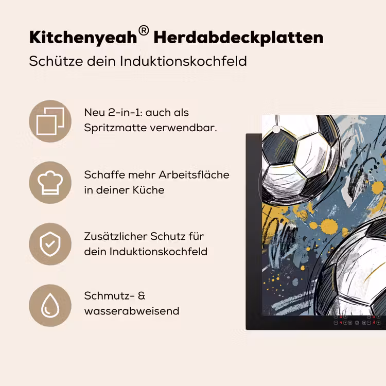 Voetbal - Abstract - Sport - Kleurrijk Inductie beschemer met haakjes klein -ky-usp-de