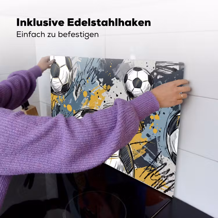 Voetbal - Abstract - Sport - Kleurrijk Inductie beschemer met haakjes klein -ky-ophangen-de