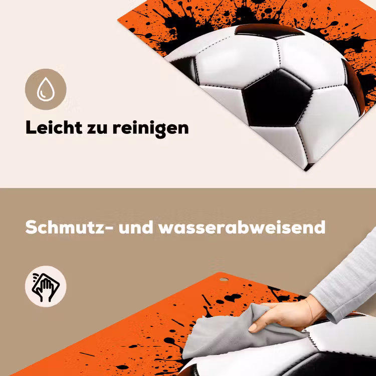 Voetbal - Verf - Sport - Oranje Inductie beschemer met haakjes klein -ky-schoon-de