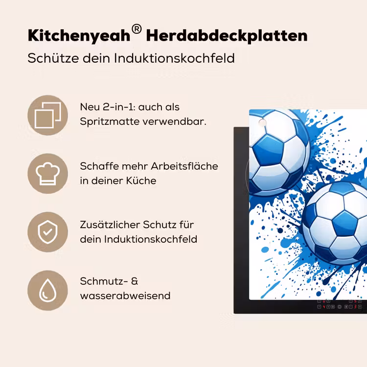 Voetballen - Verf - Sport - Blauw Inductie beschemer met haakjes klein -ky-usp-de