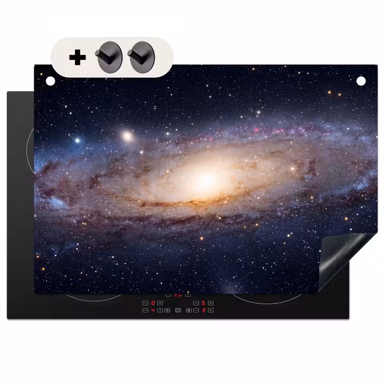 2-in-1 Herdabdeckplatte & Spritzschutz - Galaxie – Weltraum – Kosmos - Sterrenstelsel - Ruimte - Kosmos Inductie beschemer met haakjes klein