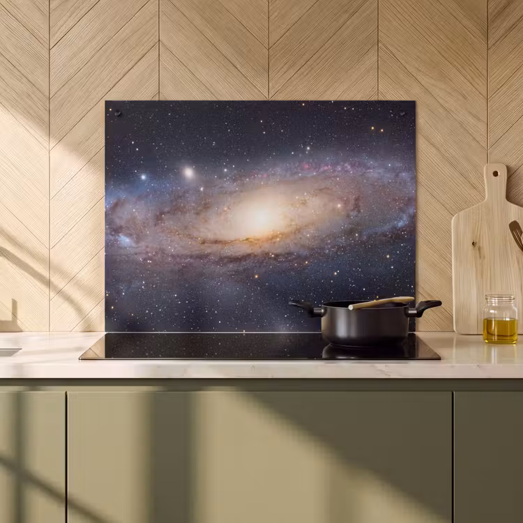 2-in-1 Herdabdeckplatte & Spritzschutz - Galaxie – Weltraum – Kosmos - Sterrenstelsel - Ruimte - Kosmos Inductie beschemer met haakjes klein