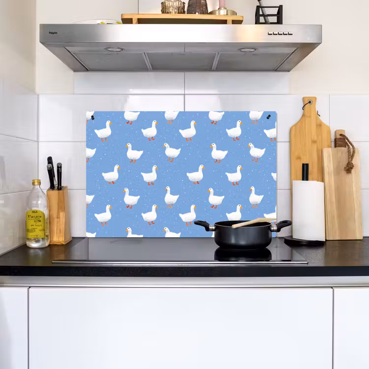 Ganzen - Elegant - Blauw Inductie beschemer met haakjes klein 777 -sfeer2