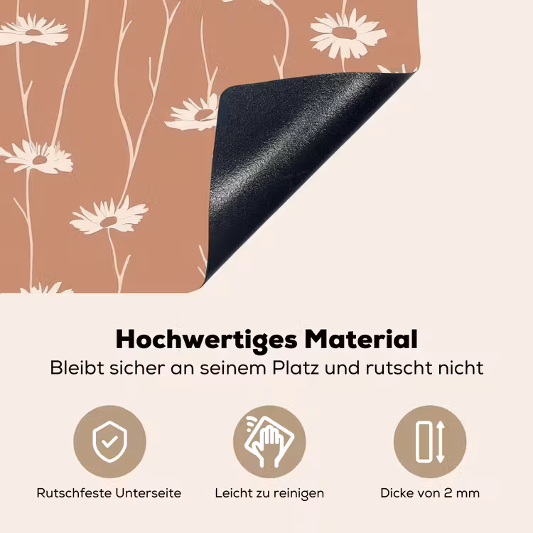 Madeliefjes - Subtiel - Terracotta Inductie beschemer met haakjes klein 777 -ky-onderkant-de