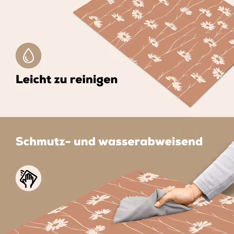 Madeliefjes - Subtiel - Terracotta Inductie beschemer met haakjes klein 777 -ky-schoon-de
