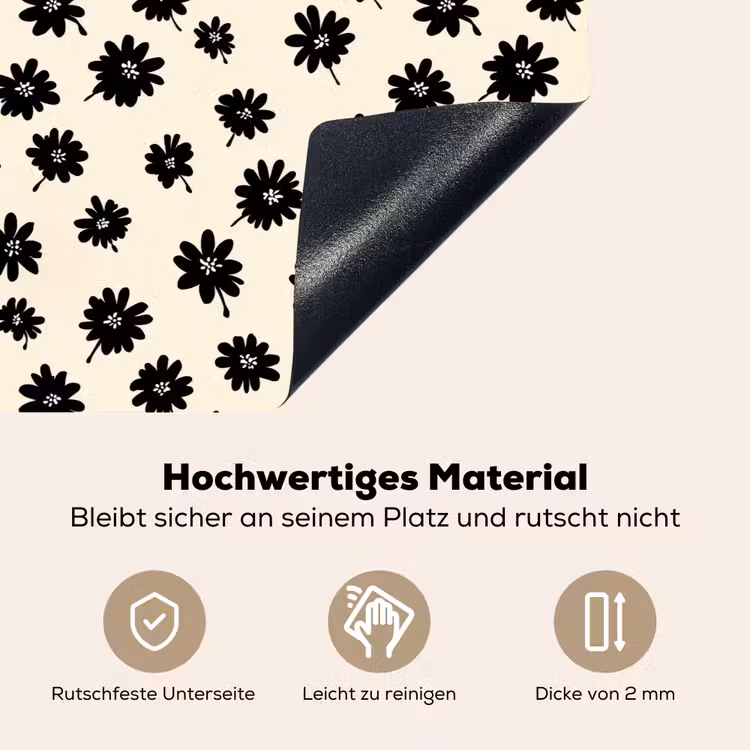 Madeliefjes - Grafisch - Zwart - Beige Inductie beschemer met haakjes klein 777 -ky-onderkant-de