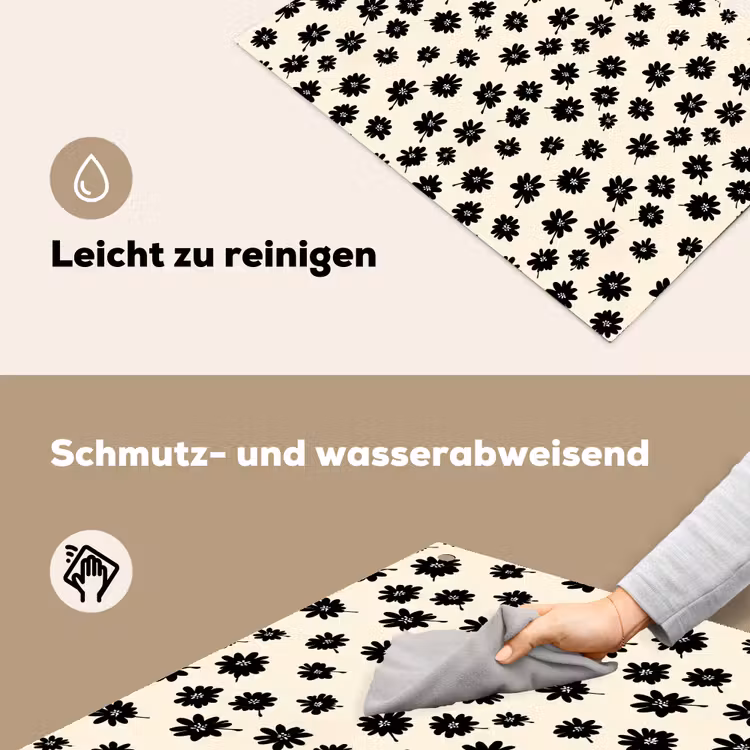 Madeliefjes - Grafisch - Zwart - Beige Inductie beschemer met haakjes klein 777 -ky-schoon-de