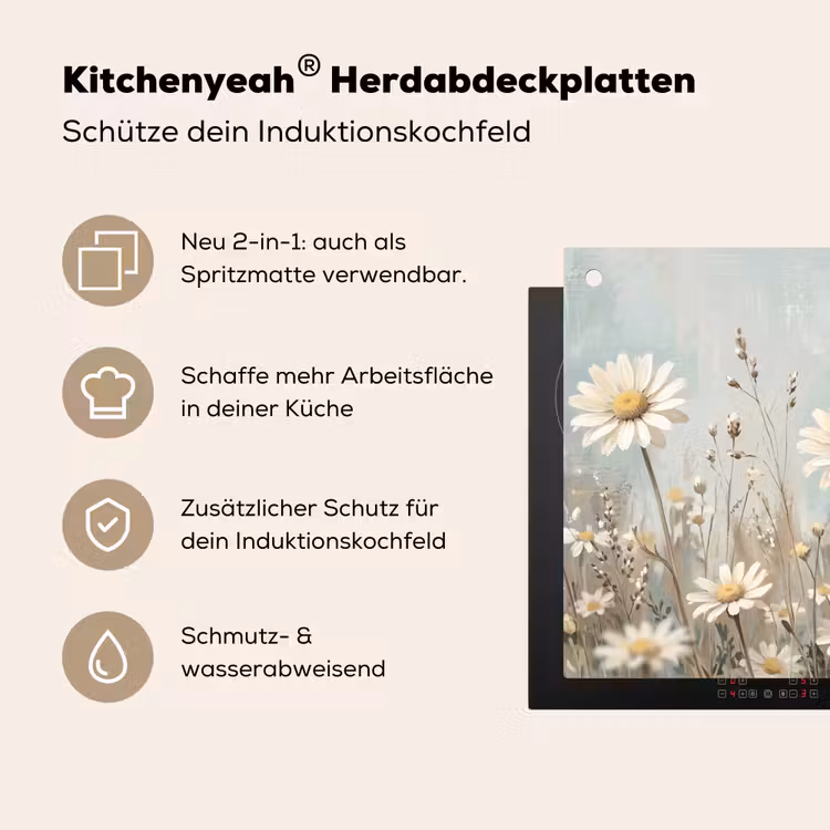 Madelief - Illustratie - Wit Inductie beschemer met haakjes klein -ky-usp-de