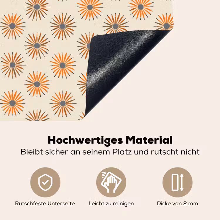 Madelief - Patroon - Oranje Inductie beschemer met haakjes klein 777 -ky-onderkant-de