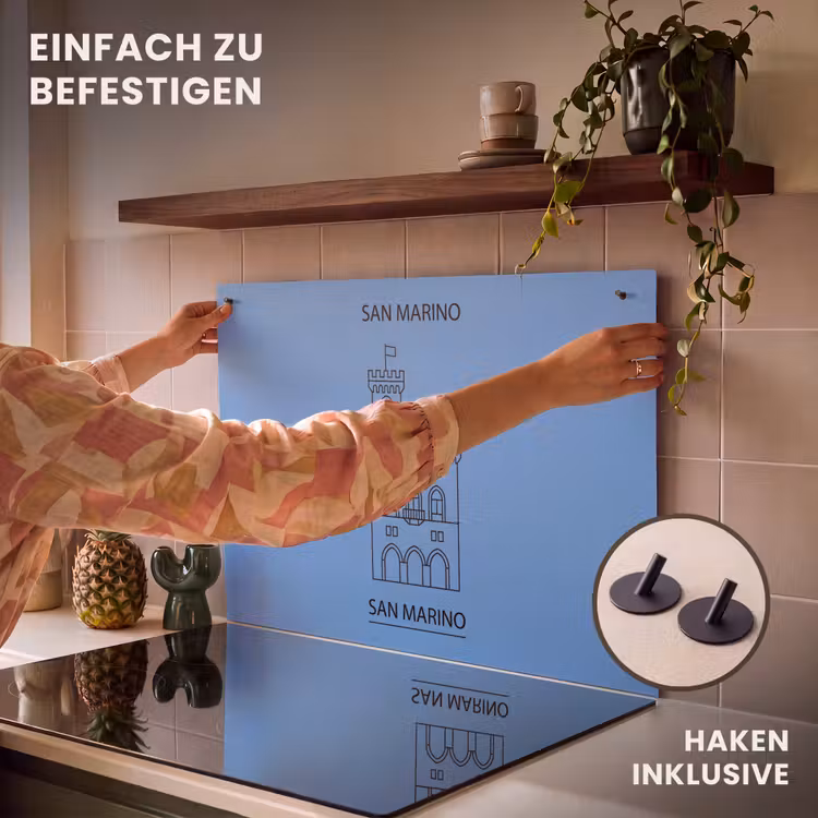 Gebouw - San Marino - Architectuur - Lijntekening - Blauw Inductie beschemer met haakjes klein -ky-ophangen-de
