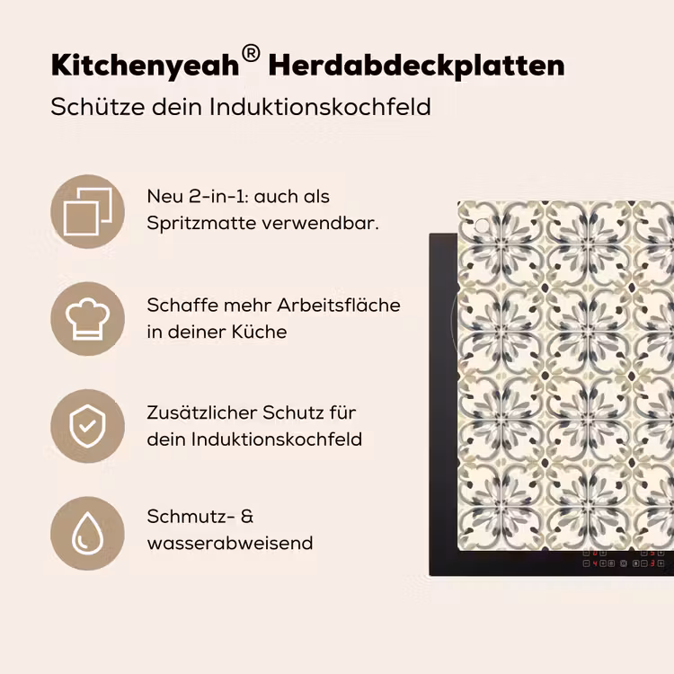 Floraal - Patroon - Kleurrijk Inductie beschemer met haakjes klein 777 -ky-usp-de
