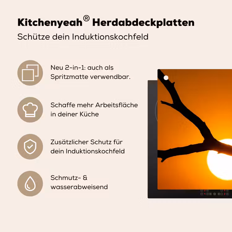 Gier - Tak - Zon - Oranje Inductie beschemer met haakjes klein -ky-usp-de