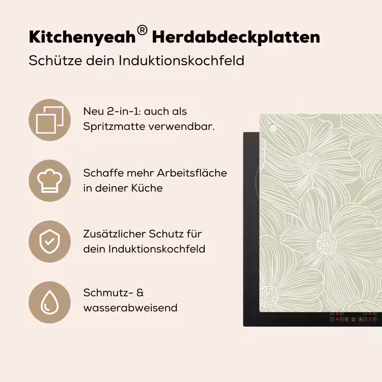Sereen - Bloemen - Groen Inductie beschemer met haakjes klein 777 -ky-usp-de