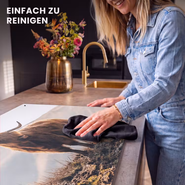 2-in-1 Herdabdeckplatte & Spritzschutz - Gelassenheit im Hochland - Hooglandse Sereniteit Inductie beschemer met haakjes klein