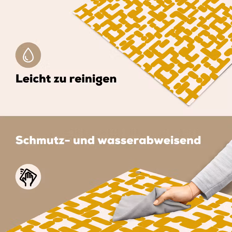 Geel - Beige - Patroon Inductie beschemer met haakjes klein 777 -ky-schoon-de