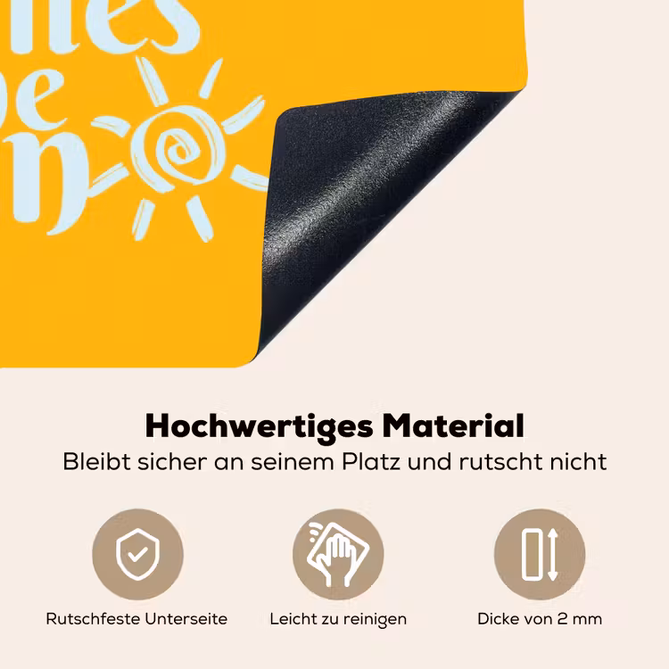 Geel - Blauw - Here comes the sun Inductie beschemer met haakjes klein -ky-onderkant-de
