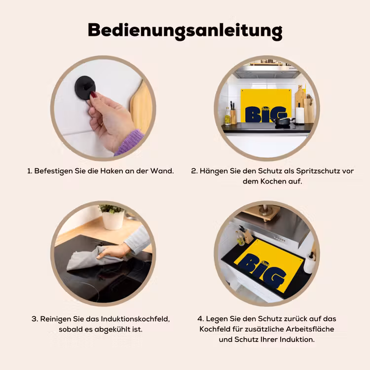 Geel - Think big - Grafisch Inductie beschemer met haakjes klein -ky-gebruik-de