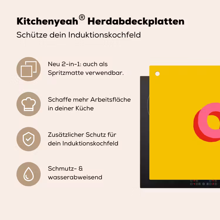 Geel - Roze - Oh - 3D Inductie beschemer met haakjes klein -ky-usp-de