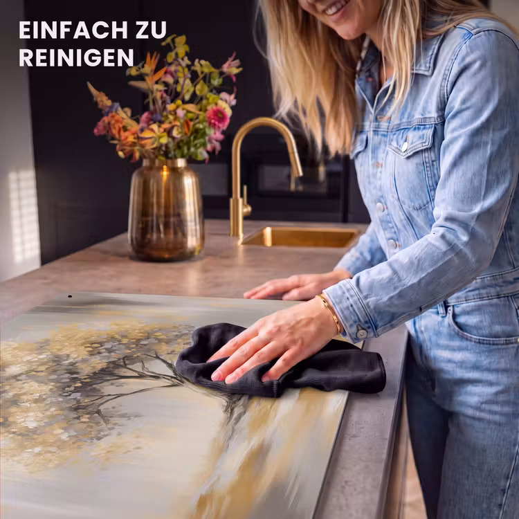 2-in-1 Herdabdeckplatte & Spritzschutz - Gemälde - Baum - Abstrakt - Blätter - Schilderij - Boom - Abstract - Bladeren Inductie beschemer met haakjes klein
