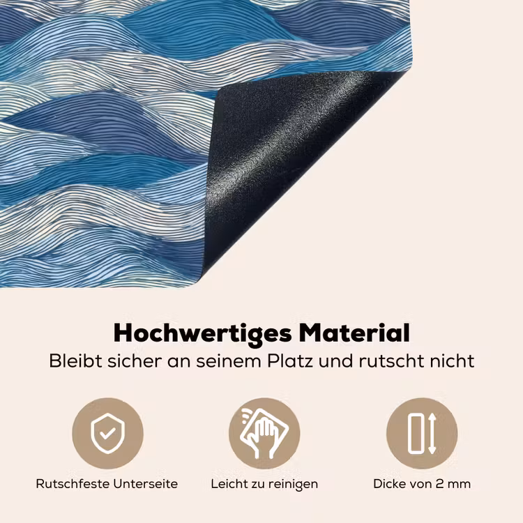Getekend - Blauw - Wit - Golvend - Streepjes Inductie beschemer met haakjes klein 777 -ky-onderkant-de
