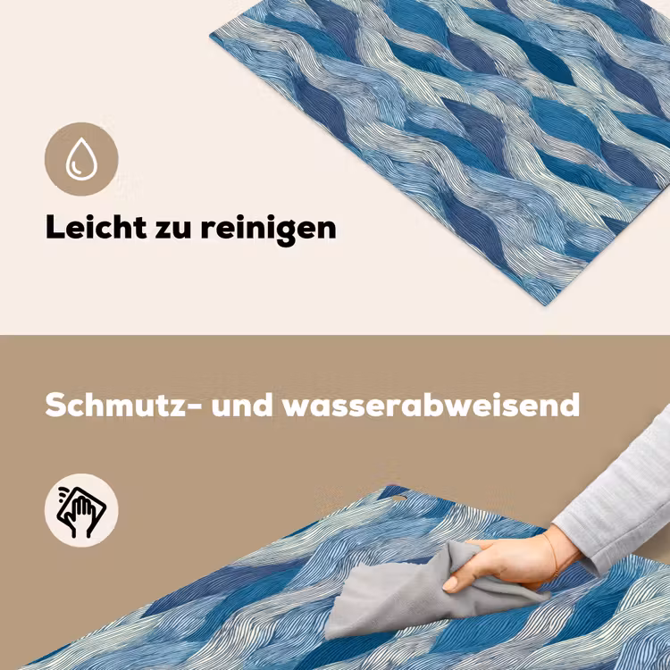 Getekend - Blauw - Wit - Golvend - Streepjes Inductie beschemer met haakjes klein 777 -ky-schoon-de