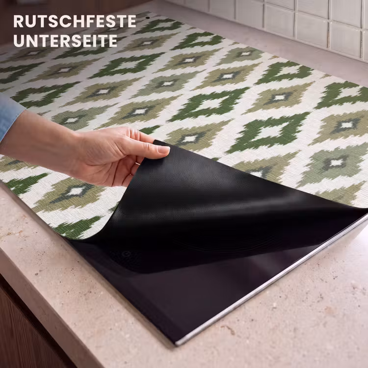 2-in-1 Herdabdeckplatte & Spritzschutz - Geografisch - Karomuster - Grün - Geografisch - Ruitmotief - Groen Inductie beschemer met haakjes klein 777