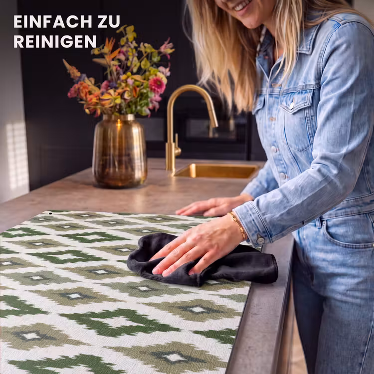 2-in-1 Herdabdeckplatte & Spritzschutz - Geografisch - Karomuster - Grün - Geografisch - Ruitmotief - Groen Inductie beschemer met haakjes klein 777