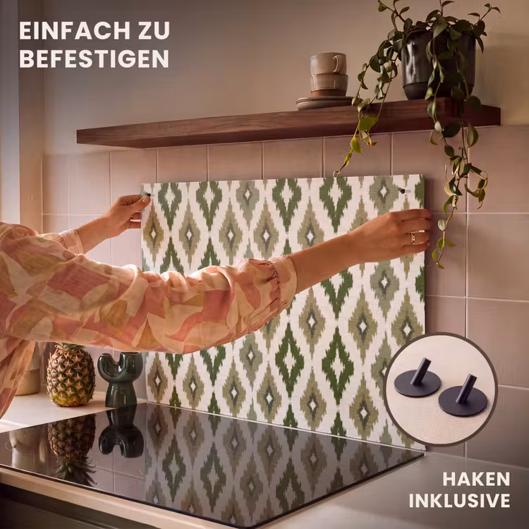 2-in-1 Herdabdeckplatte & Spritzschutz - Geografisch - Karomuster - Grün - Geografisch - Ruitmotief - Groen Inductie beschemer met haakjes klein 777